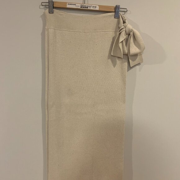 Zara Cream Wrap Front Knit Midi Skirt - Picture 2 of 4